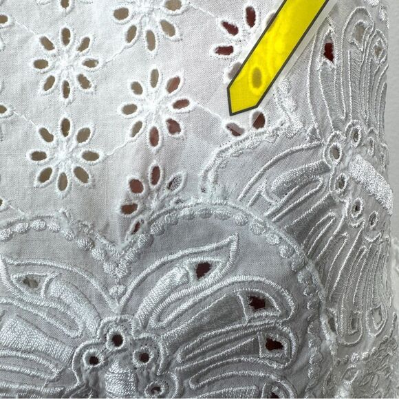 Roberto Cavalli Women's Size 2 White Eyelet Lace Embroidered 3/4 Sleeve Dress - Picture 10 of 14